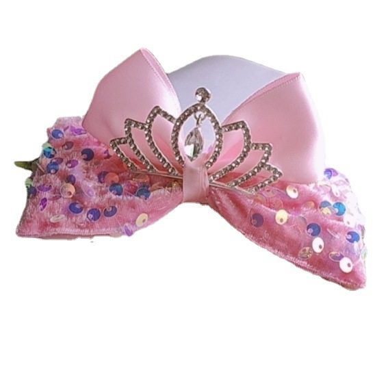 Children's New Popular Three-Dimensional Bow Barrettes Girls Headdress Little Princess Crown Headdress Bun Head Clip