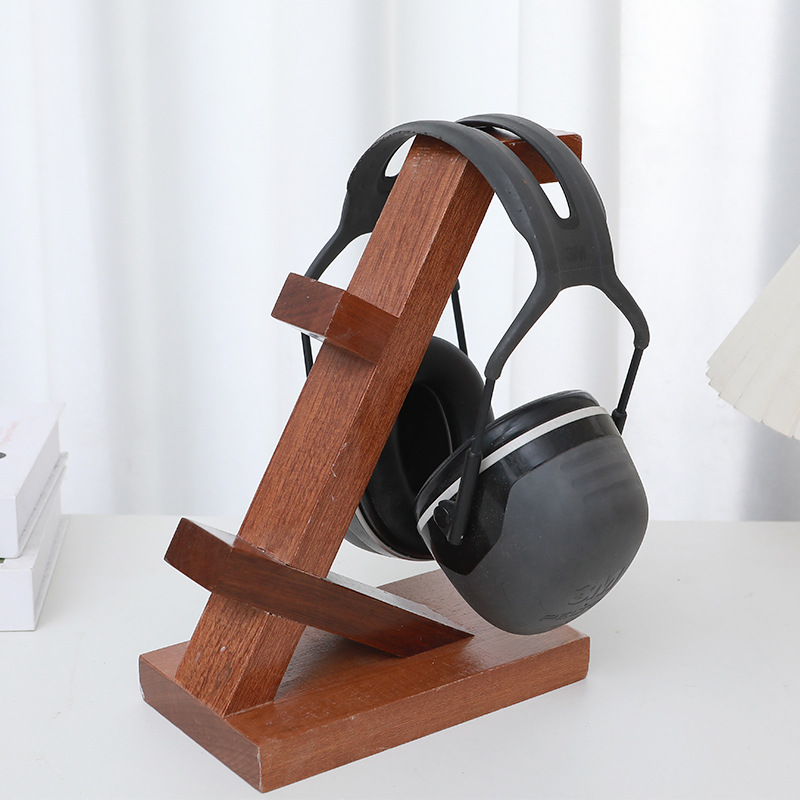 松木耳机架家用多层头戴式耳机木架木质电脑桌置物架数据线架