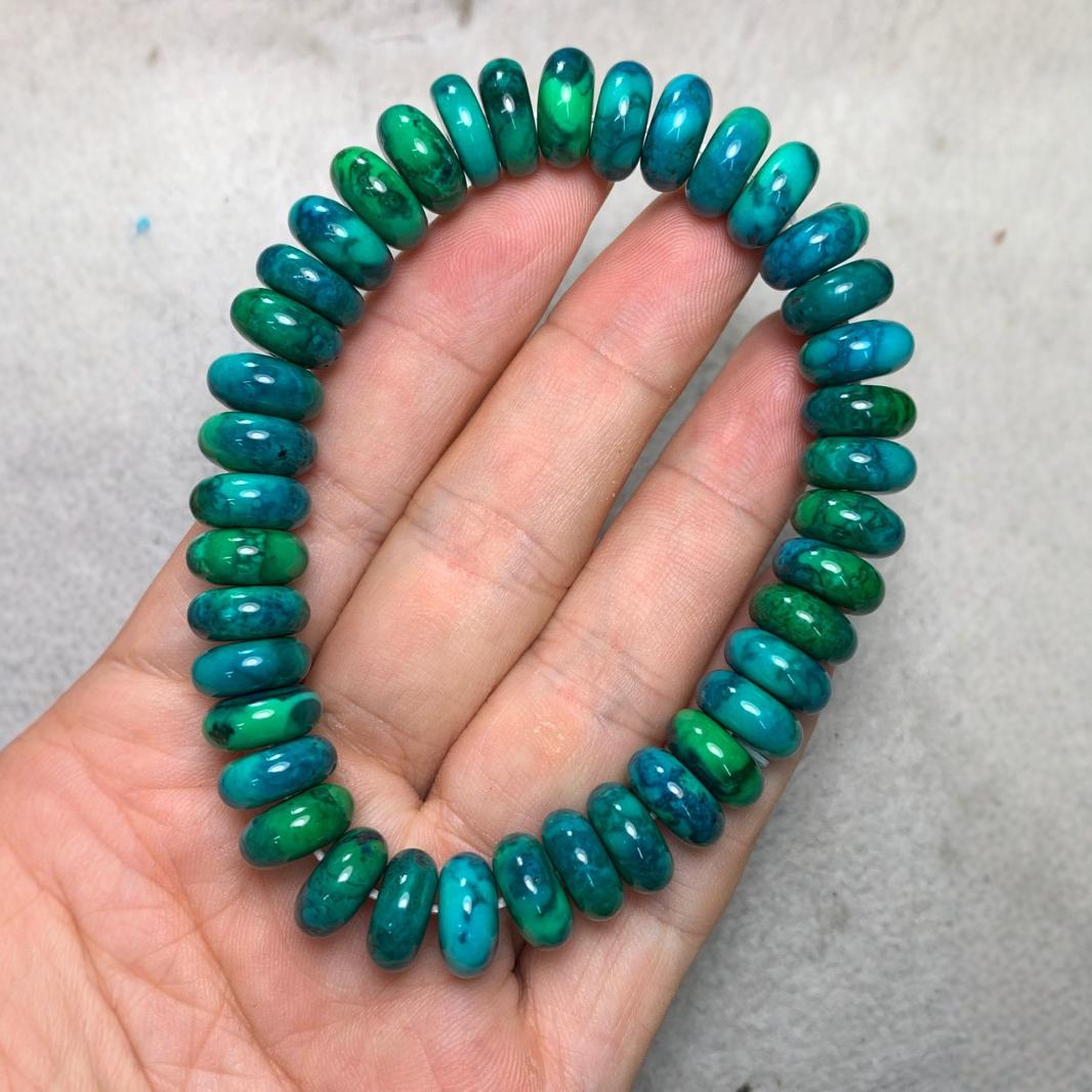 松石优化菱镁矿算盘珠鼓珠绿色仿旧隔片diy项链手链半成品批