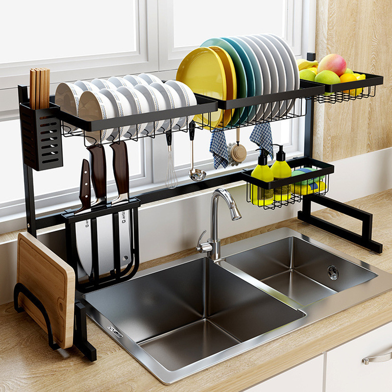 厨房水槽上方置物架 碗碟沥水架碗柜台面收纳餐具多功能储物架子