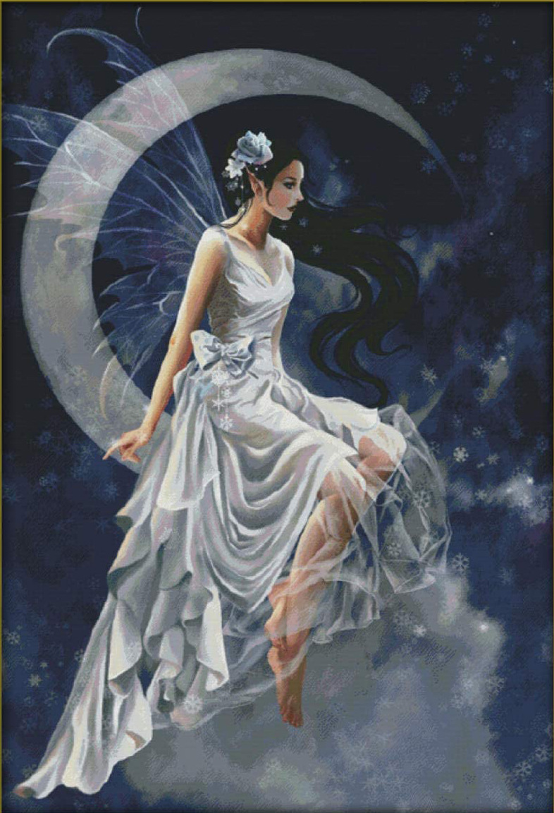 月亮仙子十字绣跨境外贸十字绣2021新款绣自己绣手工客厅线绣印花