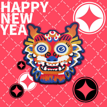 亚马逊速卖通新年新款龙头刺绣车缝款布贴创意刺绣补丁服装diy包