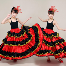 新款儿童女西班牙半身裙练习裙开场舞大摆裙舞台舞蹈伴舞演出服装