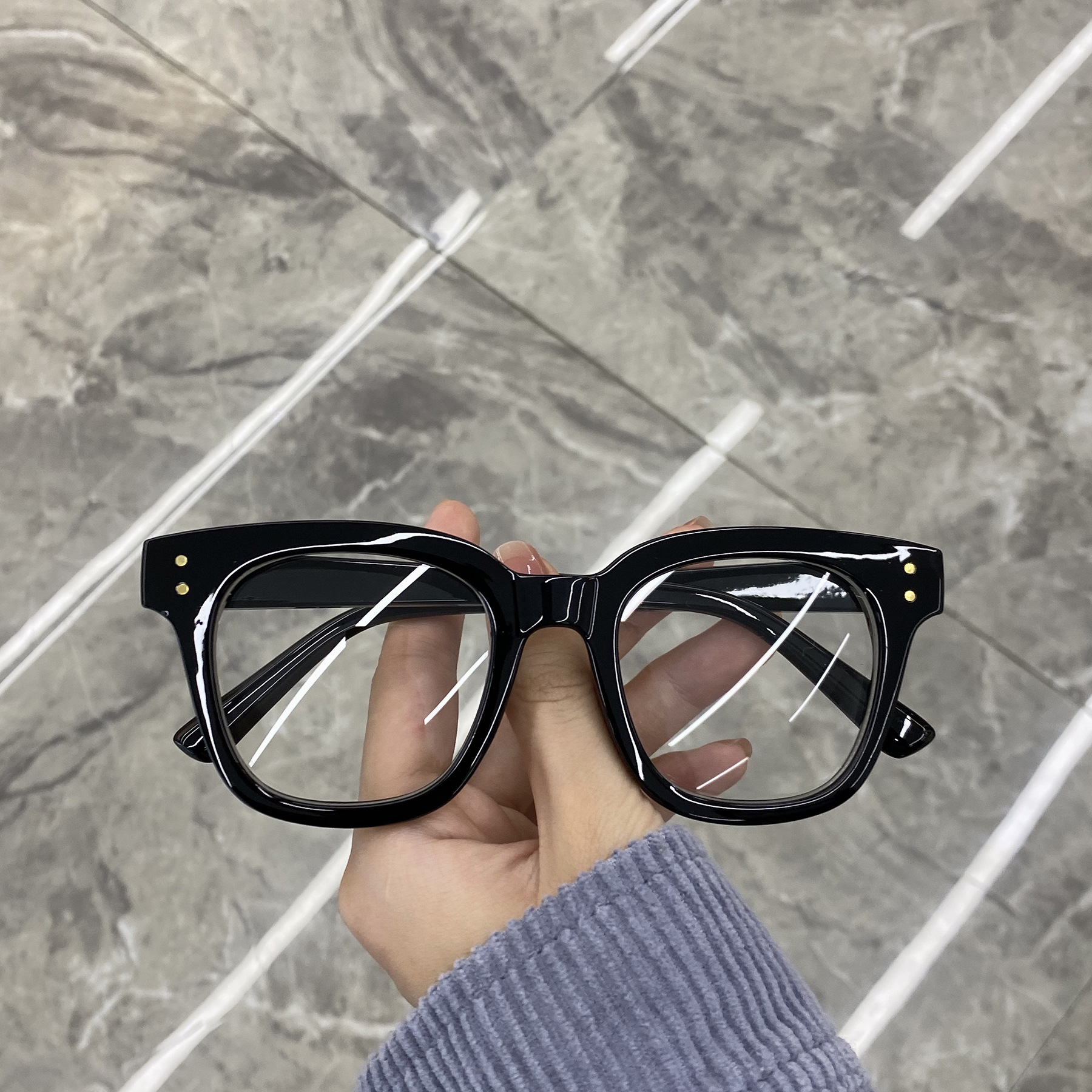 雪梨米丁平光镜韩版复古方框眼镜框潮男女同款近视眼镜防蓝光批发