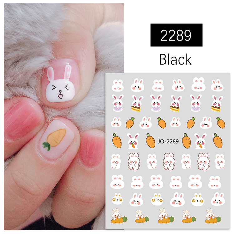 Cute Cartoon Little Bunny Nail Art Sticker Carrot Strawberry Fingernail Decoration Small Pattern 3D Nail Sticker Decoration