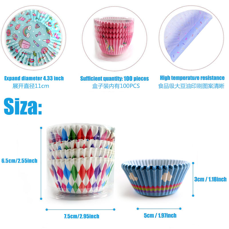 Printing Cake Paper Tray PVC Barrel Cake Cup Baking Anti-Oil Paper Cake Paper Cups Muffin Cup Paper Tray about 100