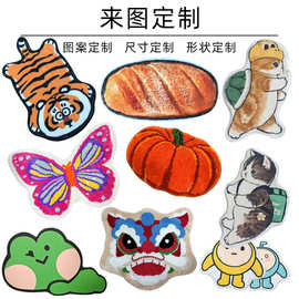 异型定 制印花仿羊绒植绒客厅浴室地垫卧室床边地毯门口防滑地垫