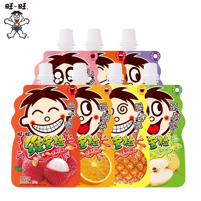 旺旺维多粒150g果冻爽8包果汁混合水果味摇摇果肉布丁儿童零食品
