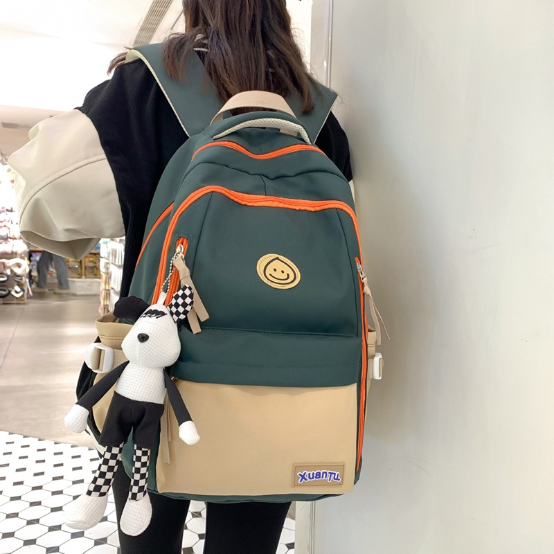 Schoolbag Female Korean Ins Style Fashion Large Capacity Backpack Contrast Color and Versatile Junior High School Student High School and College Student Backpack