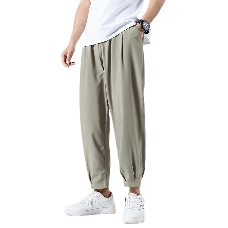 Summer Thin Ice Silk Pants Men's Wide-Leg Pants 2023 Trendy Casual Pants plus-Sized plus Size Loose Track Pants Wholesale