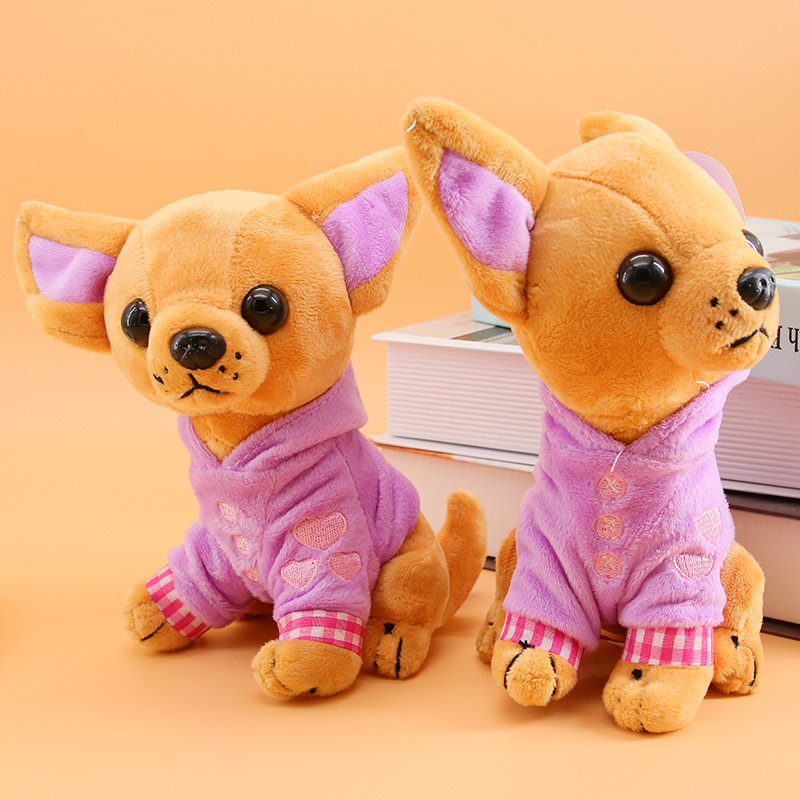 爆款可爱吉娃娃狗狗玩具儿童生日礼物可拆洗公仔柔软陪睡玩偶抱枕