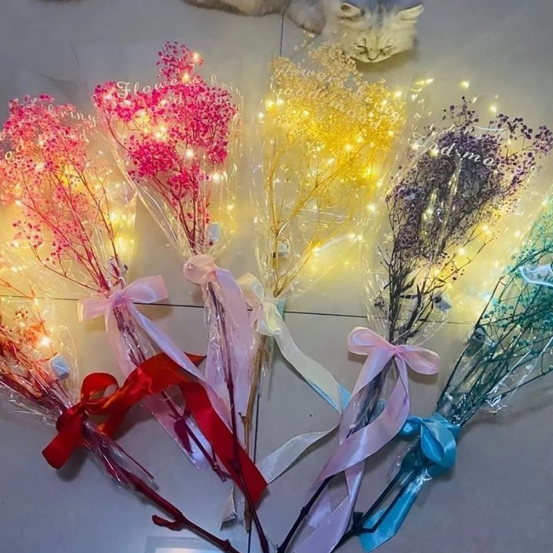 满天星干花送女友男友闺蜜生日礼物夜市摆地摊发光花束三八节礼品