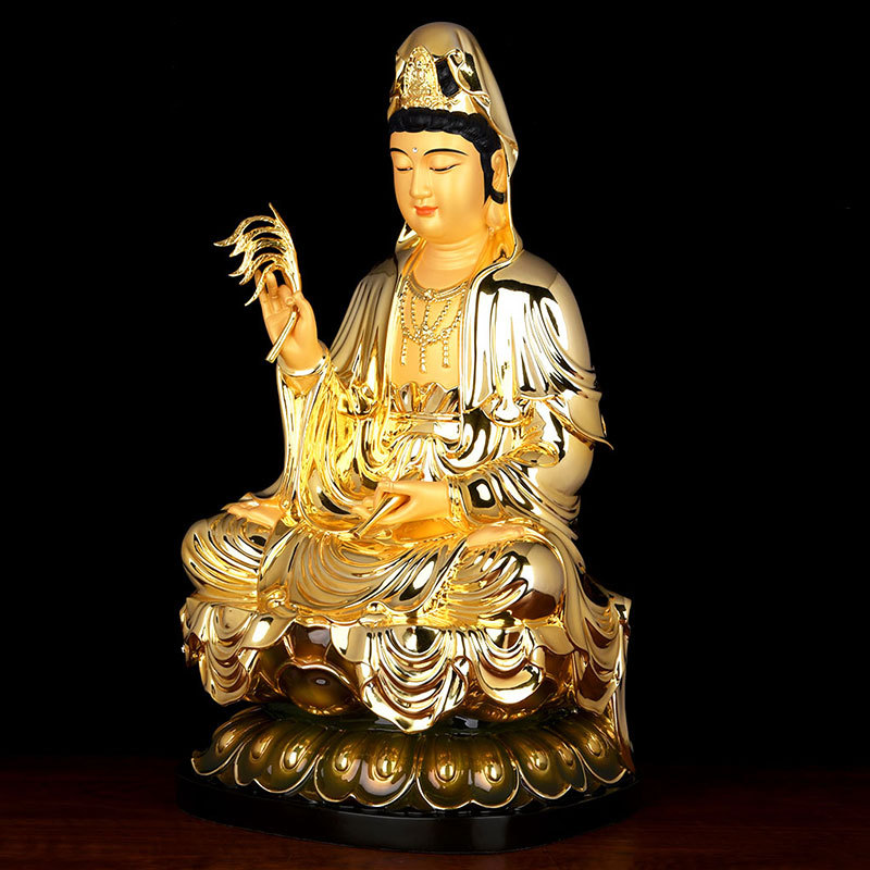 铜鎏金观音佛像家用观世音菩萨观音菩萨像观音像摆件工艺礼品