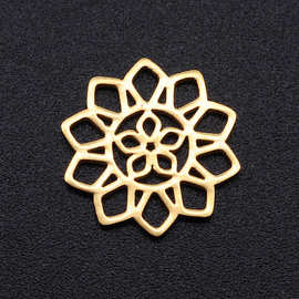 跨境不锈钢吊坠 激光切割镂空花朵花瓣挂件 饰品项链diy配件批发