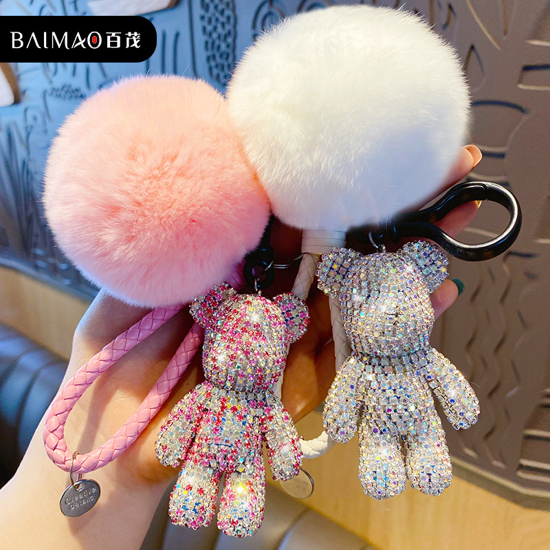 潮流镶钻挂件满钻小熊系列钥匙扣时尚情侣配饰个性创意礼品批发