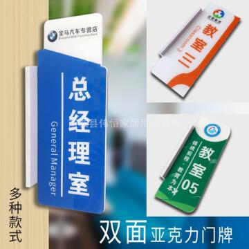 双面亚克力门牌可更换学校办公室公司医院教室侧墙标识科室牌批发