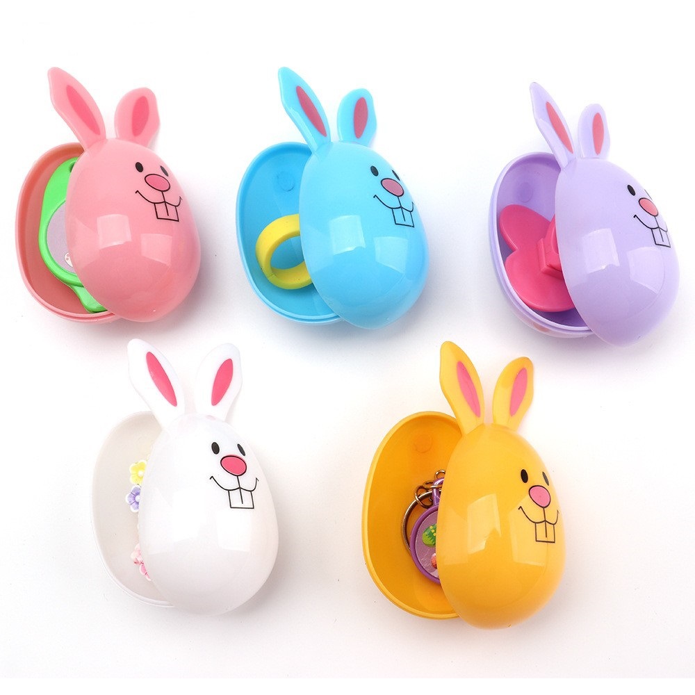 Cross-Border Hot Easter Plastic Cute Rabbit Shape Opening Egg-Shell Painting Puzzle Egg