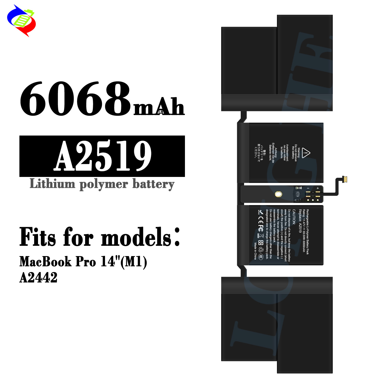 适用于苹果MacBook Pro 14''(M1)/A2442笔记本电池A2519批发现货