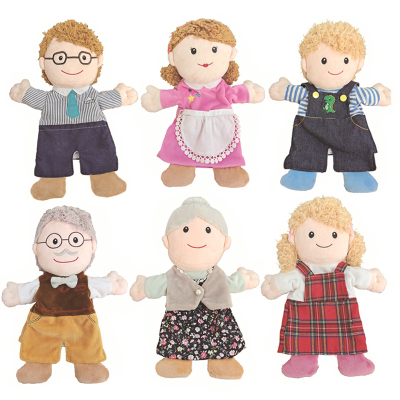 手偶嘴巴能动娃娃妈妈一家人物家庭成员手套职业教具套手张嘴玩偶