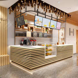 奶茶店吧台酒吧收银台复古清吧蛋糕咖啡餐厅商用店铺水吧柜前台桌