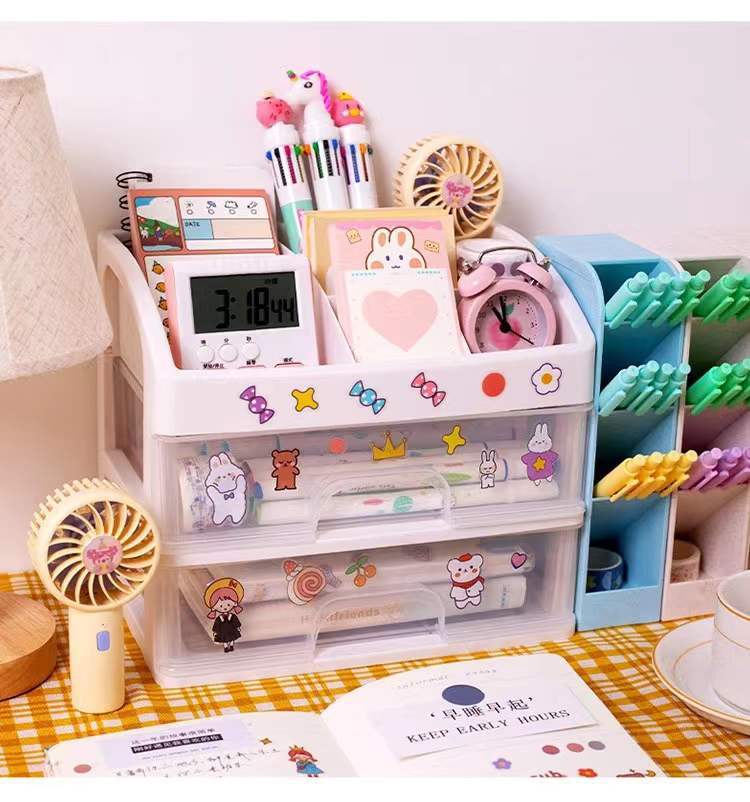 ins少女心宿舍桌面收纳盒抽屉式化妆品收纳盒化妆品收纳架多层
