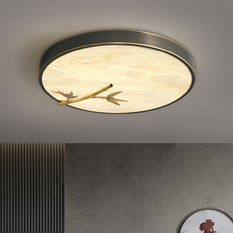 0成交5件全铜云石吸顶灯新中式简约现代卧室书房圆形方形中国风阳台