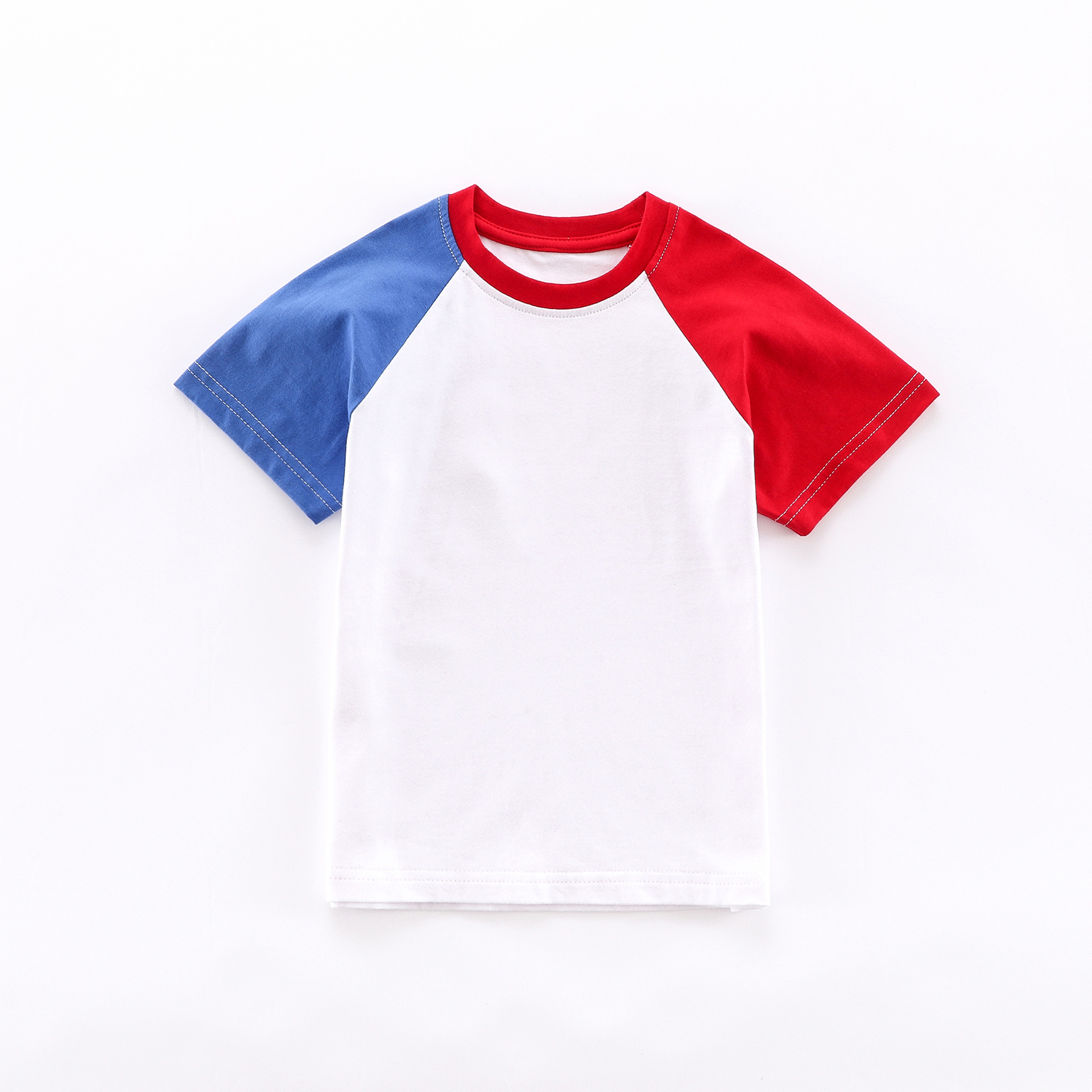 儿童短袖宝宝t恤纯色插肩袖空白t恤婴儿短袖班服定制