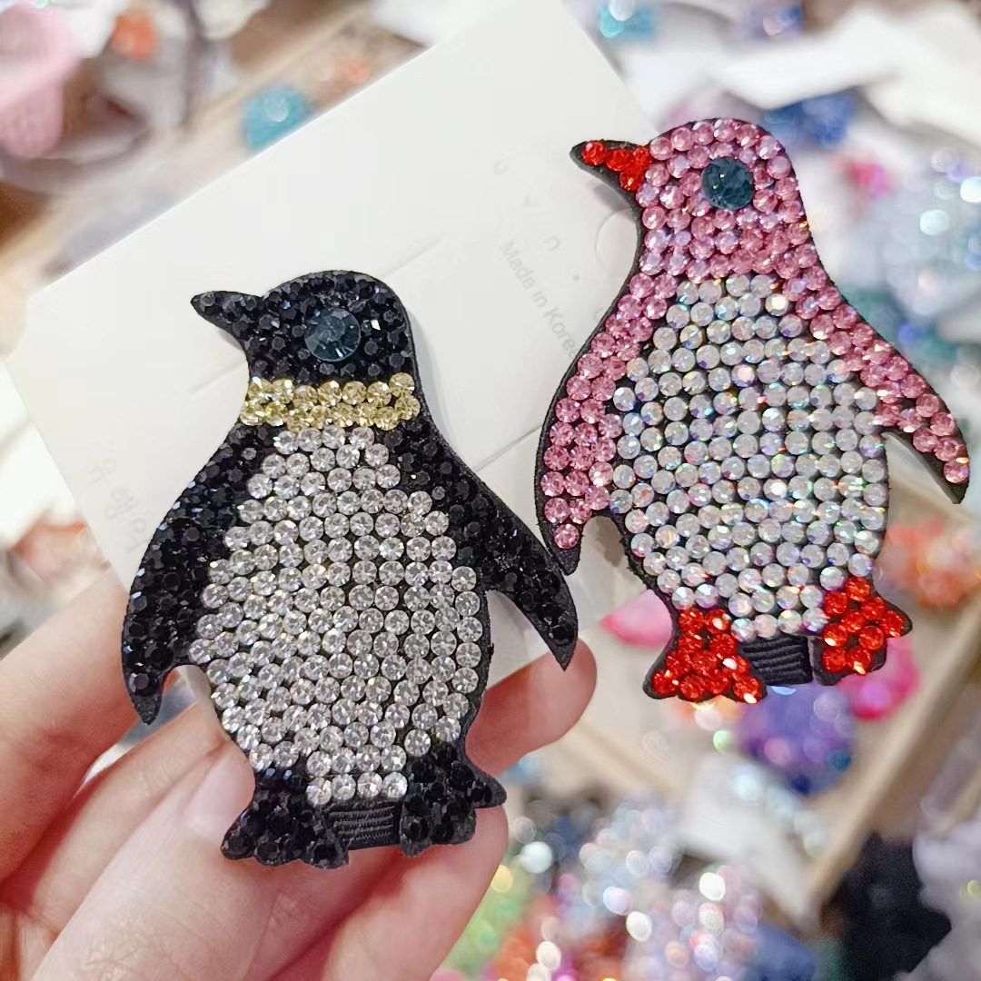 韩国边夹捷克钻企鹅发卡发夹鸭嘴夹成人头顶夹头饰刘海夹后脑勺女