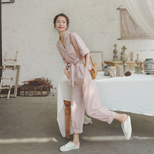 粉色连体裤女夏2024年新款气质套装高级感时尚薄款显瘦工装连体衣