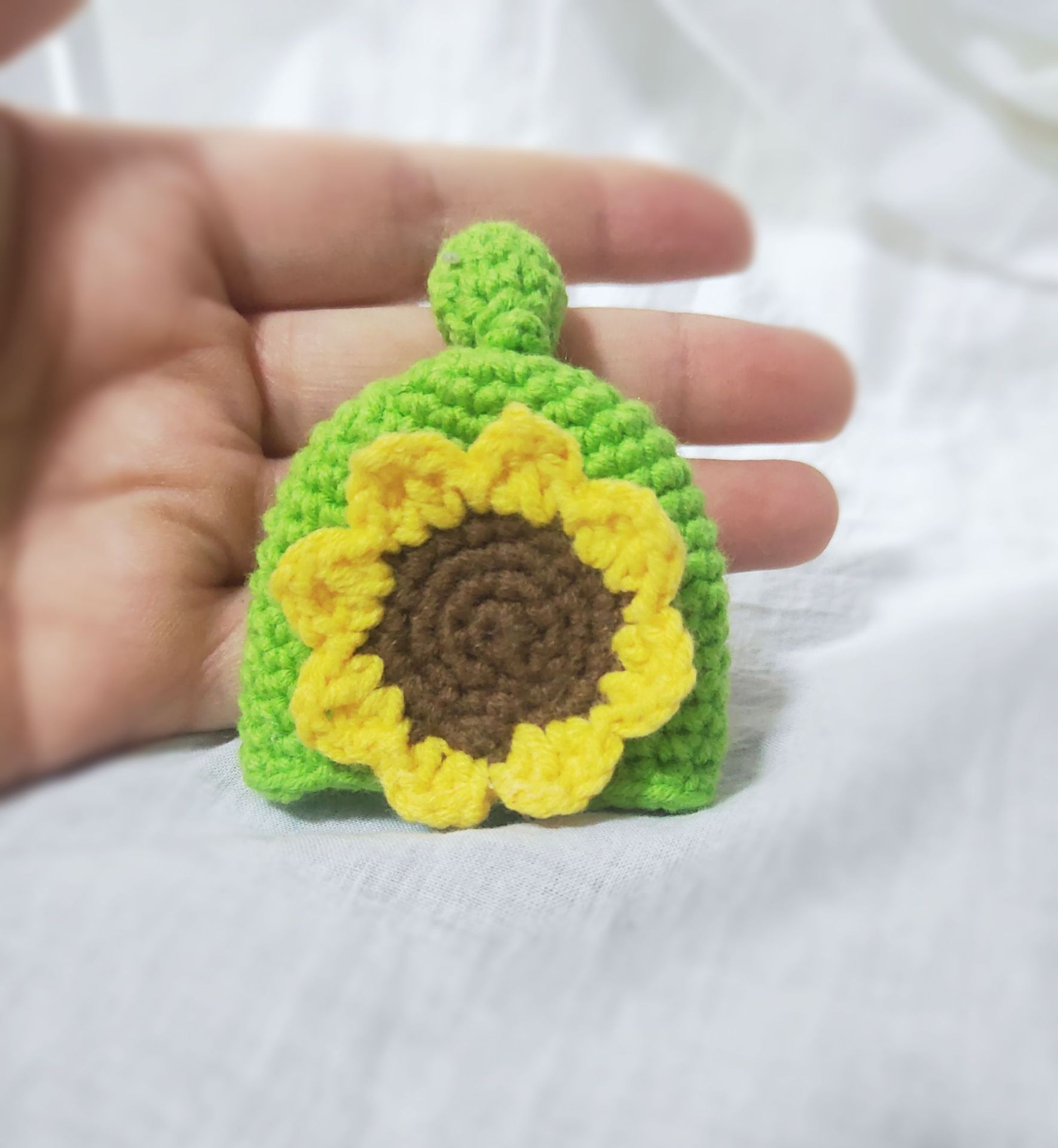 手工编织钥匙包毛线钥匙扣车钥匙挂件抽拉式向日葵钥匙圈保护套