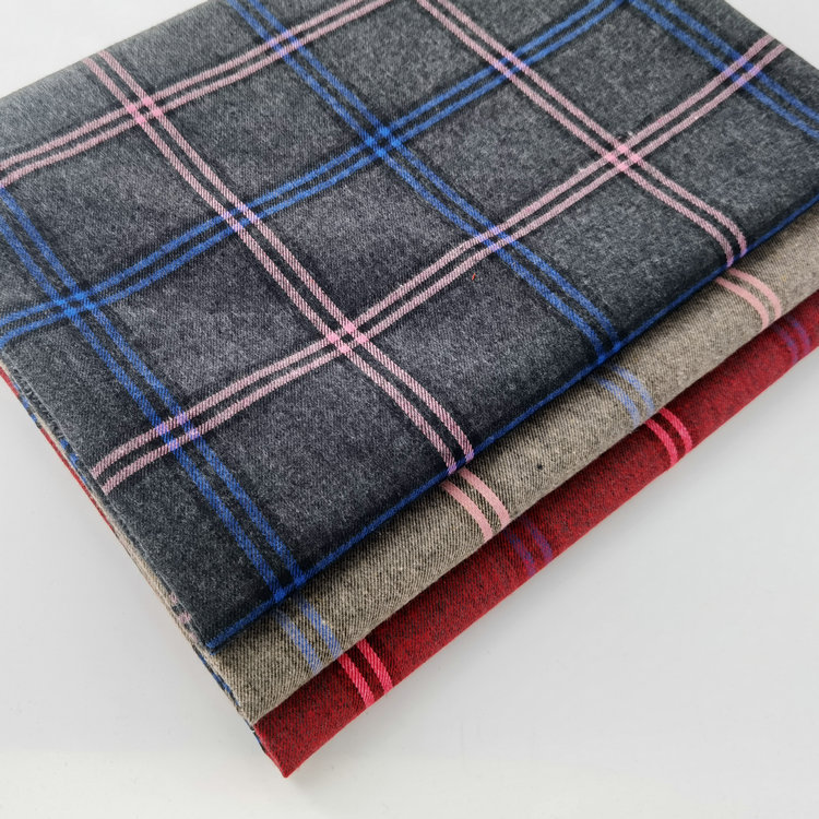 现代大提花涤棉女装面料 初秋现代风斜纹色织几何提花 条纹磨毛布