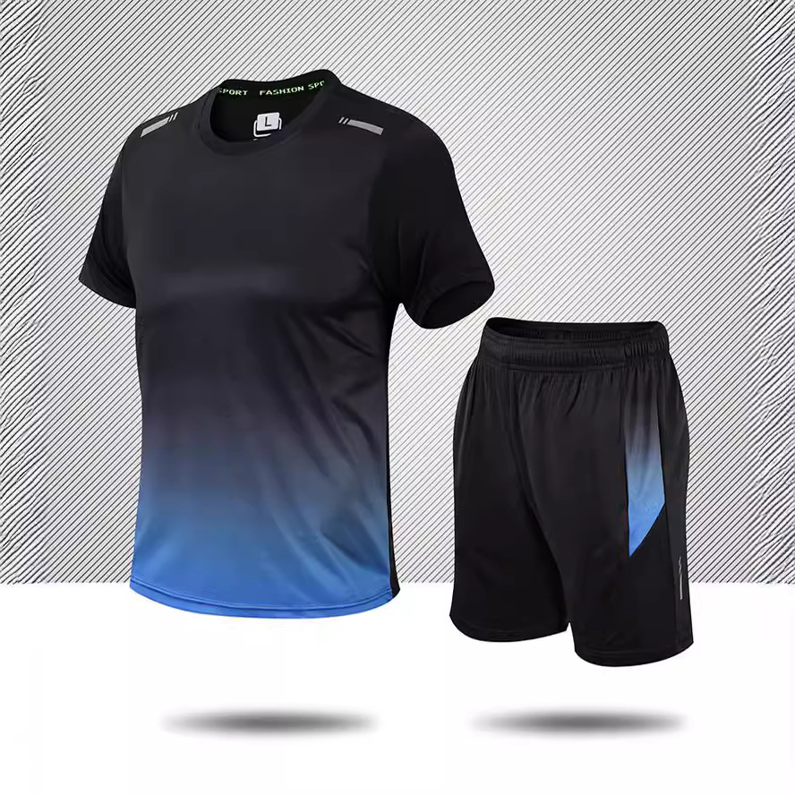 2024新款运动套装男女跑步训练宽松短袖T恤男休闲健身两件套衣服
