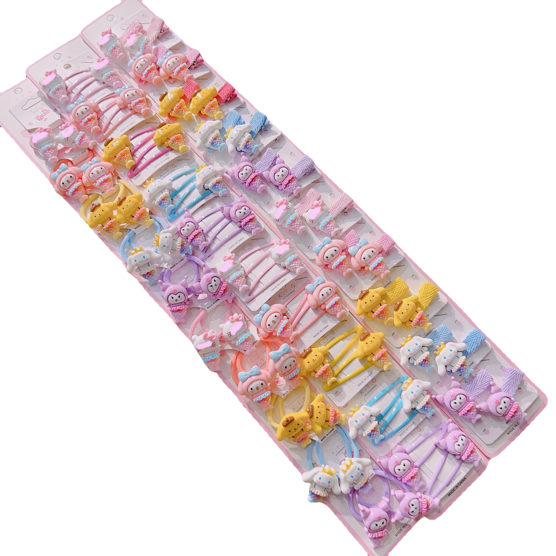 Fishtail Melody Cinnamoroll Babycinnamoroll Clow a Pair of Hairclips Cartoon Children's Hair Accessories Baby Barrettes Rubber Band Hair Band Bb Clip Headdress