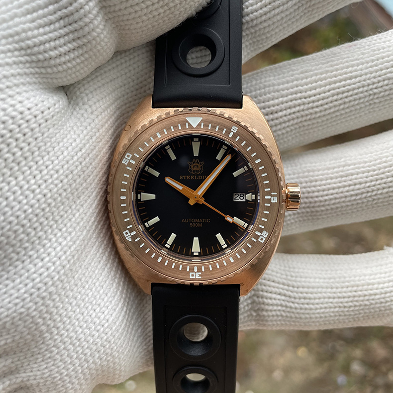 夏季复古德国cusn8锡青铜nh35自动机械机芯500米防水潜水夜光手表