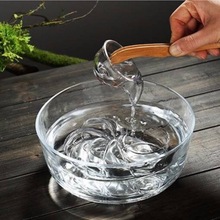 笔洗耐热透明玻璃茶洗圆形加厚沙拉碗茶碗杯洗大小号茶具配件代销