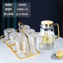 玻璃茶壶日式冷水壶大容量家用凉白开水杯套装泡茶壶钻石冷水壶