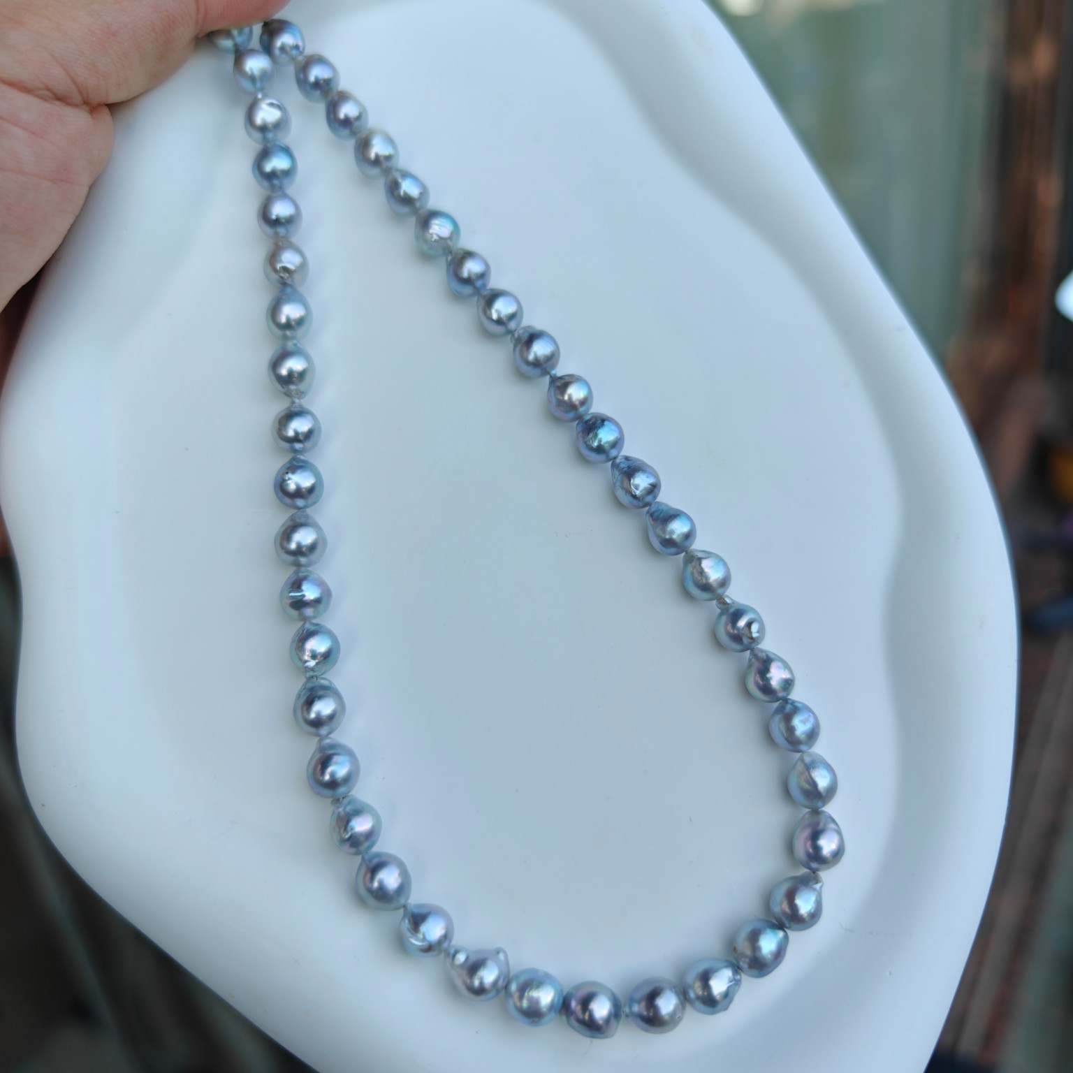 日本海水炫彩真多麻珍珠项链7-8mm巴洛克珍珠半成品串链诸暨批发