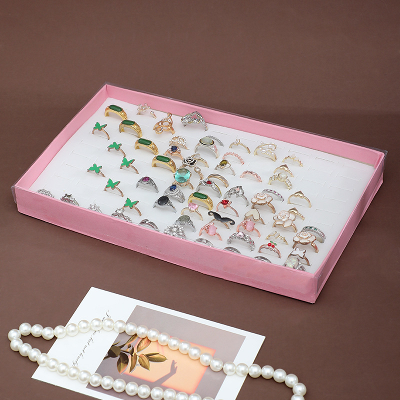 Factory in Stock Wholesale 100 Holes Ring Box Jewelry Jewelry Display Box Dustproof and Transparent with Lid Storage Box
