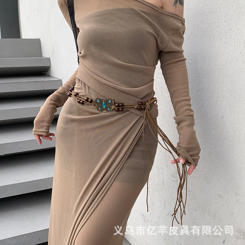 Cross-Border National Fashion Waist Chain Women's Belt Artistic Retro Dress Accessories Advanced Casual Decoration Waist Strap