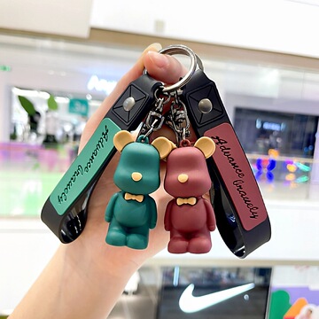 创意北欧暴力熊领结熊钥匙扣汽车钥匙扣挂件公仔包包挂件礼品批发