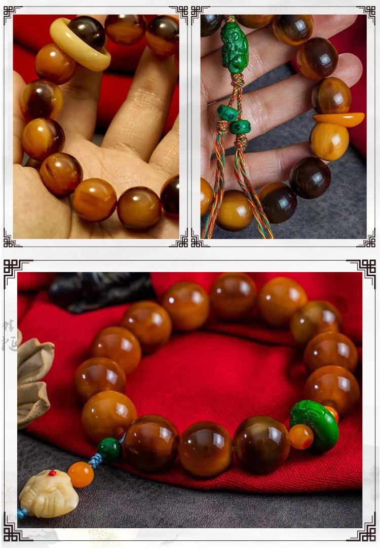 男女款射天角牛角手串个性跑环吊坠文玩配饰diy手串加工定制