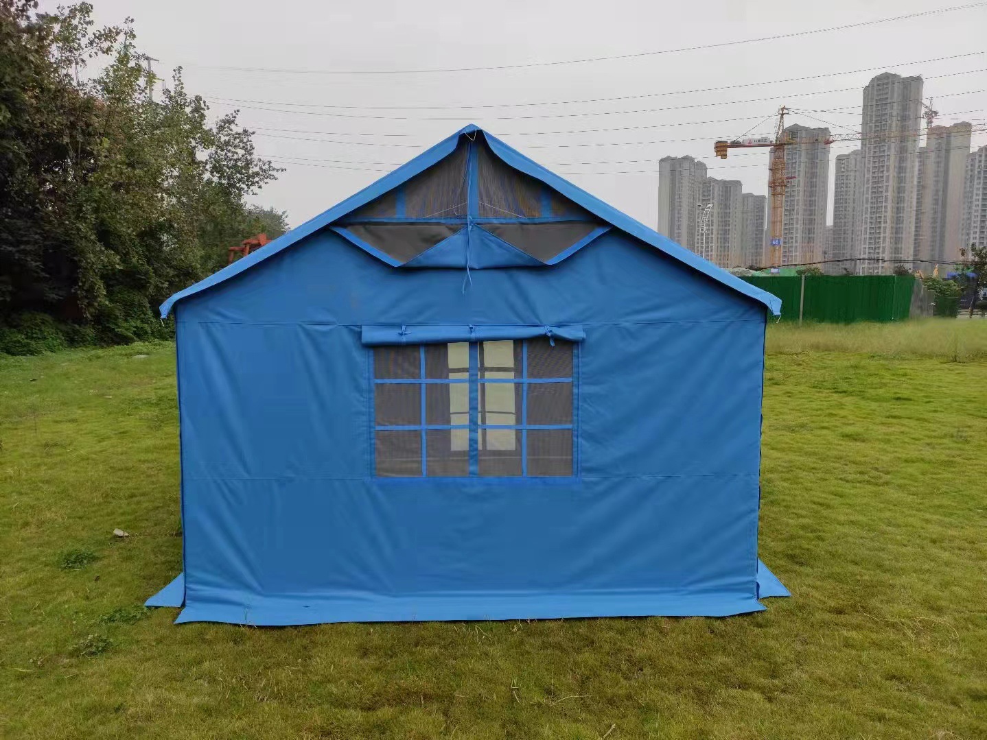 深圳厂家生产镀锌圆管户外帐篷救灾帐篷防疫临时隔离屋工地住宿棚