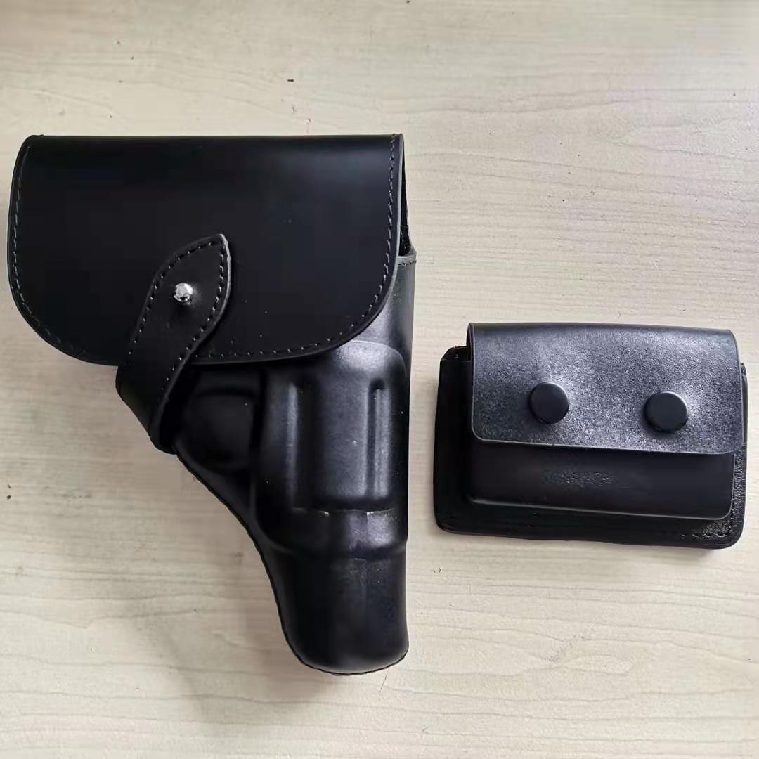 腰部手枪套10mm左轮弹夹包皮质腰包转轮快拔10毫米牛皮弹夹套