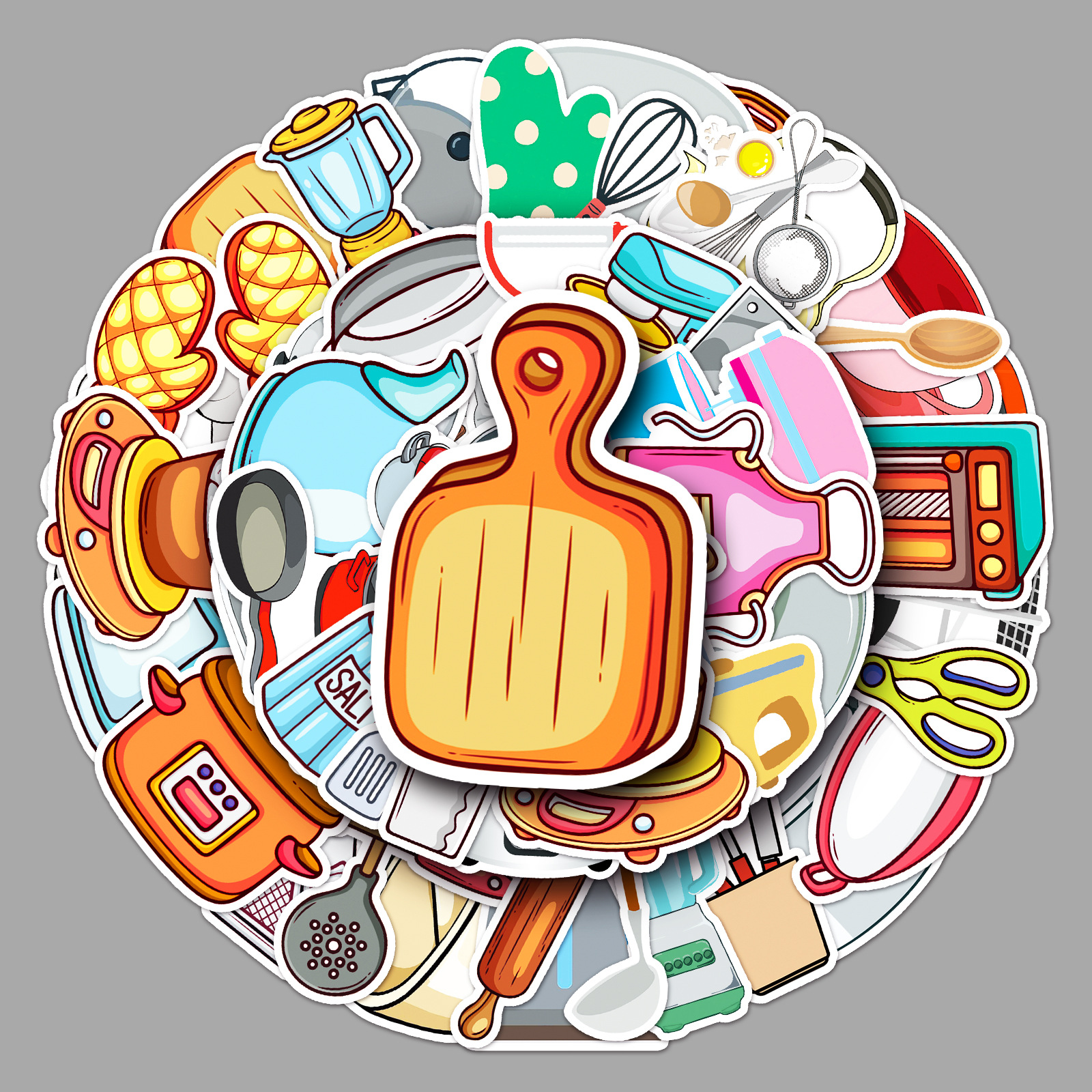 50张厨房用具卡通行李箱贴纸个性潮流涂鸦笔记本电脑汽车外贸装饰