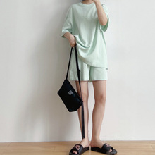 韩国休闲时尚套装女夏季2024新款韩版宽松运动服学生短裤两件套潮