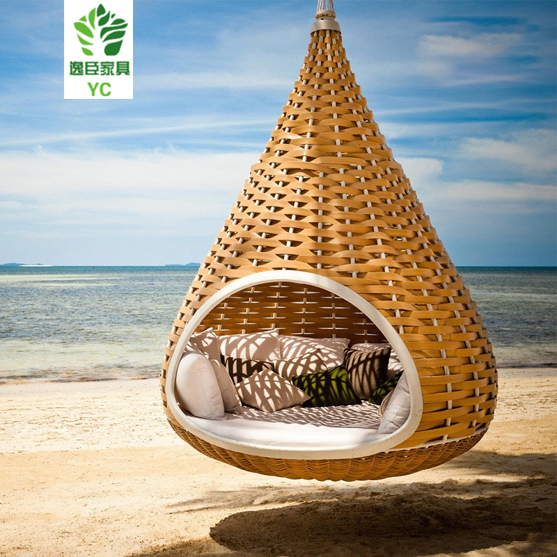 户外鸟巢秋千吊床藤编室内外鸟窝大创意悬挂大鸟笼景区民宿吊椅