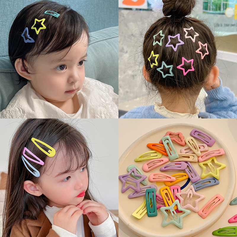 [7 Sets] Children's Barrettes Children's Baby BB Clip Broken Hair Little Girl's Five-Pointed Star Hair Card Clamp Hair Accessories