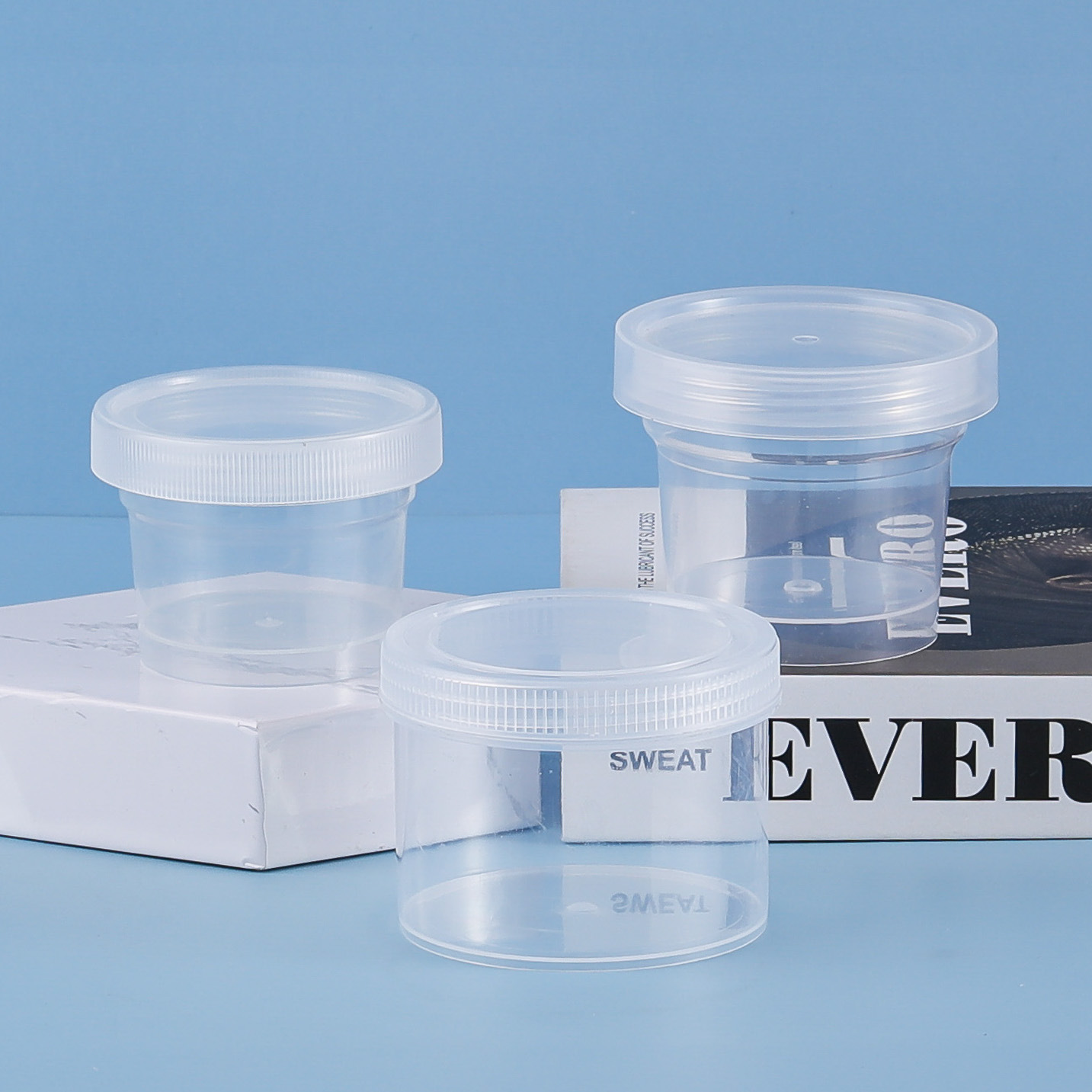 圆形pp带盖塑料银饰品包装盒奶茶化妆粉扑空盒首饰小产品收纳盒