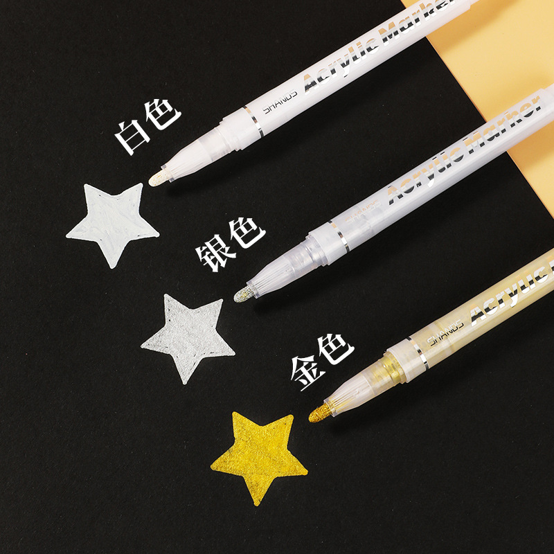 High Gloss Gold and Silver White Child Drawing Graffiti Pen Water-Based Acrylic Paint Marking Pen Art Painting Acrylic Marker Pen