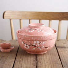 6.5英寸日式创意手绘陶瓷餐具盖碗家用泡面碗保温汤菜碗带盖子